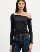 Abercrombie & Fitch Блуза с дълги ръкави дамска в черно KI139-5885-900
