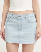 Abercrombie & Fitch Дънкова пола в синьо къса със стандартна кройка KI143-5085