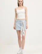 Abercrombie & Fitch Дънкова пола в синьо къса със стандартна кройка KI143-5085