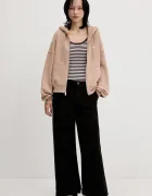 Abercrombie & Fitch Суичър в бежово с качулка с изчистен дизайн KI152-5417-420