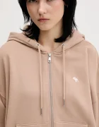 Abercrombie & Fitch Суичър в бежово с качулка с изчистен дизайн KI152-5417-420
