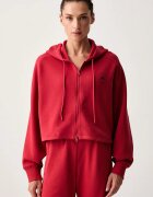 adidas by Stella McCartney суичър с цип и качулка дамски с памук червен KR6288