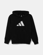 adidas Детски суичър в черно с качулка с принт JV5267