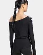 adidas Originals блуза с дълги ръкави дамска с вискоза Asymetric Top черна LE8310