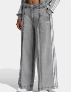 adidas Originals дънки wide leg дамски Denim Pleats сиви LF3777