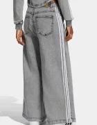 adidas Originals дънки wide leg дамски Denim Pleats сиви LF3777