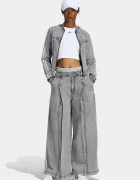 adidas Originals дънки wide leg дамски Denim Pleats сиви LF3777