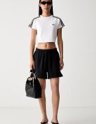adidas Originals къс панталон тип анцуг дамски от памук Essentials черен със стандартна талия KR3604