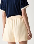 adidas Originals къс панталон тип анцуг дамски от памук Essentials жълт с висока талия KT4727