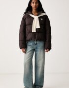 adidas Originals късо яке дамско Hooded Padded кафяво KR9559