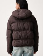 adidas Originals късо яке дамско Hooded Padded кафяво KR9559