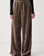 adidas Originals панталон дамски Chenille кафяв с висока талия LF6542