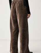 adidas Originals панталон дамски Chenille кафяв с висока талия LF6542