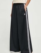 adidas Originals Панталон Satin Wide Leg Track в черно с широка каройка висока талия IU2520