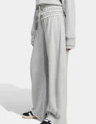 adidas Originals широк панталон дамски от памук SST Double сив с висока талия KT1932