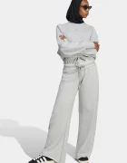 adidas Originals широк панталон дамски от памук SST Double сив с висока талия KT1932