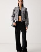 adidas Originals широк панталон дамски Pleated Firebird черен с висока талия LG4302