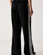 adidas Originals широк панталон дамски Pleated Firebird черен с висока талия LG4302