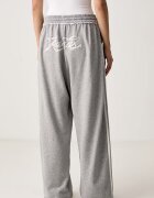 adidas Originals спортен панталон дамски от памук сив с висока талия LE8322