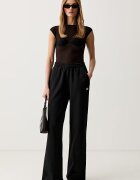 adidas Originals спортен панталон дамски с памук Essentials черен с висока талия KR3606