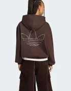 adidas Originals суичър с качулка дамски с памук кафяв KT4668