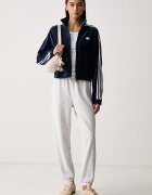 adidas Originals суичър с цип дамски от кадифе Micro Pleat Injection тъмносин LG4298
