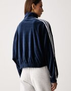 adidas Originals суичър с цип дамски от кадифе Micro Pleat Injection тъмносин LG4298