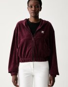adidas Originals суичър с цип и качулка дамски от джинс бордо KE1119