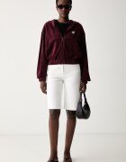 adidas Originals суичър с цип и качулка дамски от джинс бордо KE1119