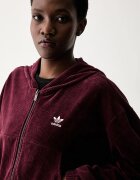 adidas Originals суичър с цип и качулка дамски от джинс бордо KE1119