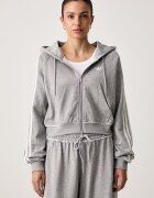 adidas Originals суичър с цип и качулка дамски от памук сив LE8319