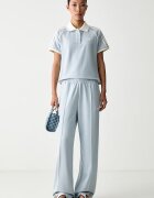 adidas Originals тениска с яка дамска синя KX1872