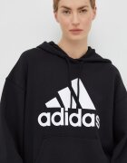 adidas Памучен суичър в черно с качулка с принт