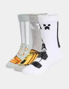 adidas Performance Детски чорапи с памук MINECRAFT (3 чифта) в бяло KA9904