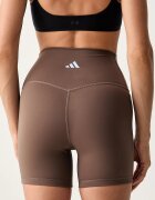 adidas Performance къс панталон за йога дамски Three Stripes Studio кафяв със стандартна талия KY1911