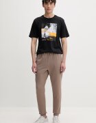 adidas спортен панталон мъжки с памук Essentials Feelcozy кафяв със стандартна талия KF2380