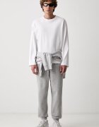 adidas спортен панталон мъжки с памук Three Stripes сив със стандартна талия KY4127
