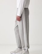 adidas спортен панталон мъжки с памук Three Stripes сив със стандартна талия KY4127