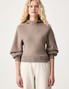 adidas суичър с качулка дамски с модал Soft Lux кафяв KS7886
