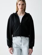 adidas суичър с цип и качулка дамски с памук Z.N.E черен KF6392