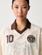 adidas тениска с яка дамска от ажур x Farm Rio бежова KR0239