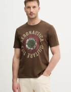Aeronautica Militare Памучна тениска в кафяво с принт TS2538UJ00727