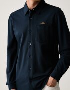 Aeronautica Militare риза мъжка от памук с еластан тъмносиня CA1313UP00408