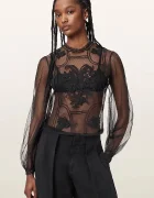AllSaints блуза дамска CESCA черна с дантелени вложки W043PF