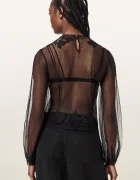 AllSaints блуза дамска CESCA черна с дантелени вложки W043PF