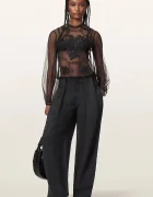 AllSaints блуза дамска CESCA черна с дантелени вложки W043PF
