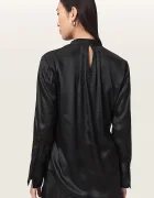 AllSaints блуза с прехлупване дамска от вискоза ZELLIE черна с изчистена шарка W007PF