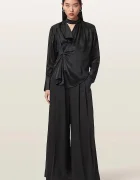 AllSaints блуза с прехлупване дамска от вискоза ZELLIE черна с изчистена шарка W007PF