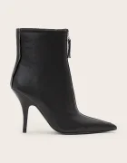 AllSaints боти с висок ток дамски от кожа Vera Zip Boot черни W030FF