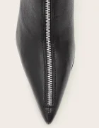 AllSaints боти с висок ток дамски от кожа Vera Zip Boot черни W030FF
